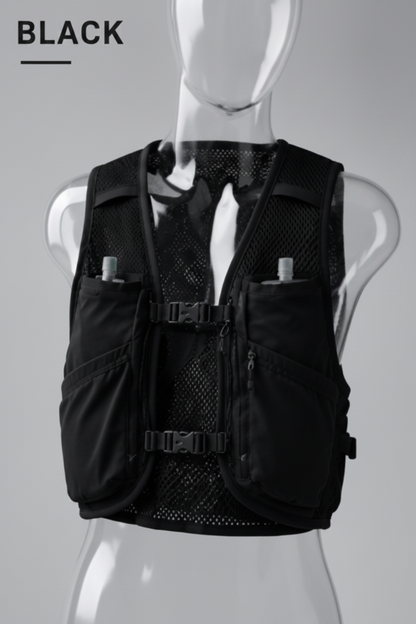 CLUB RUN AeroFlow Vest in black — front view chest running vest