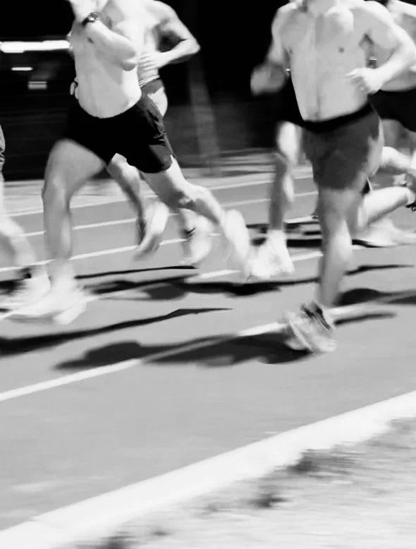 Runners in motion on the road